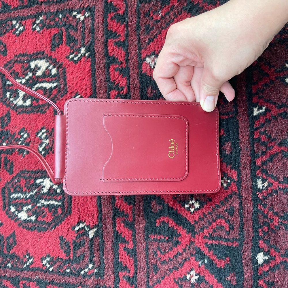 Chloe Crossbody Leather Eyewear/ Phone Wallet/ Card Holder Case Maroon Red